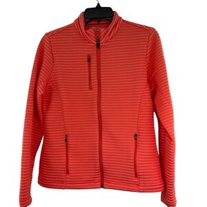 Peter Millar Crown Sport Womens Med Coral Striped Wicking Full Zip Golf Jacket
